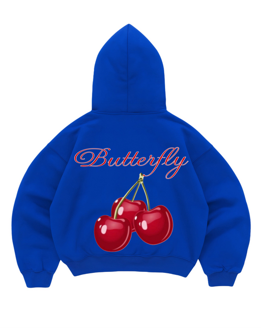 Hoodie cherry azul  mangas globo