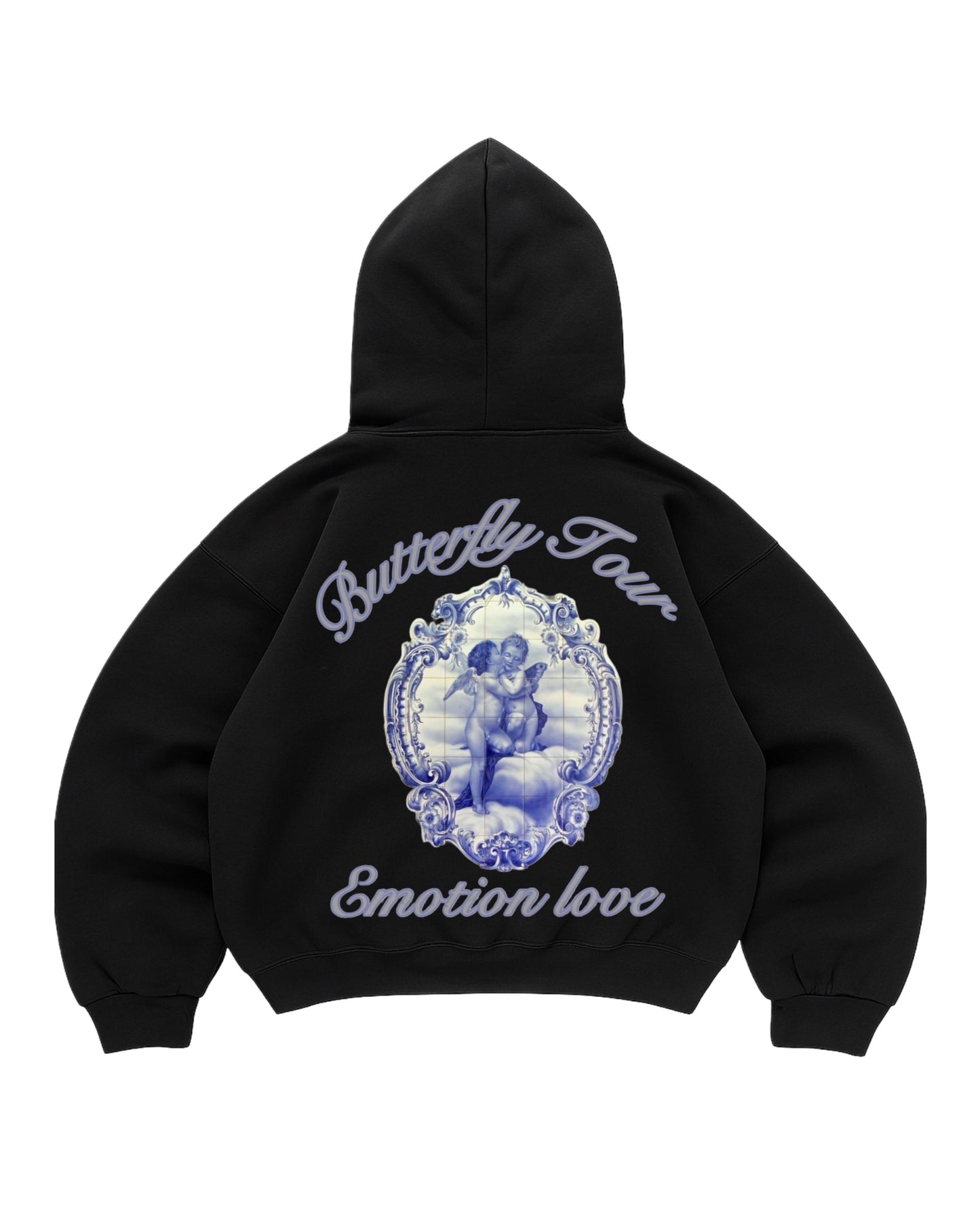 Hoodie emotion love  modelo negro manga globo