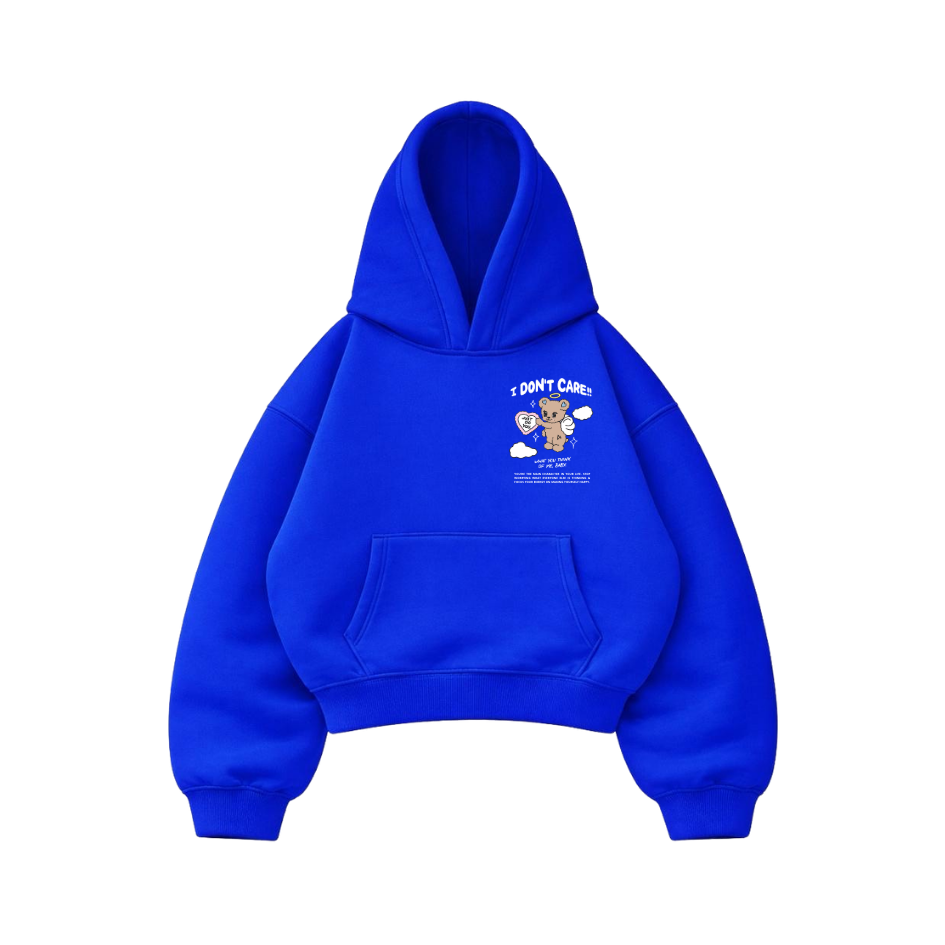 I Don't Care - Hoodie Mangas Globo Blue