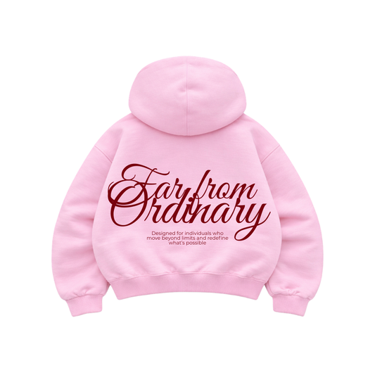 Far From Ordinary - Hoodie Zip Mangas Globo Pink