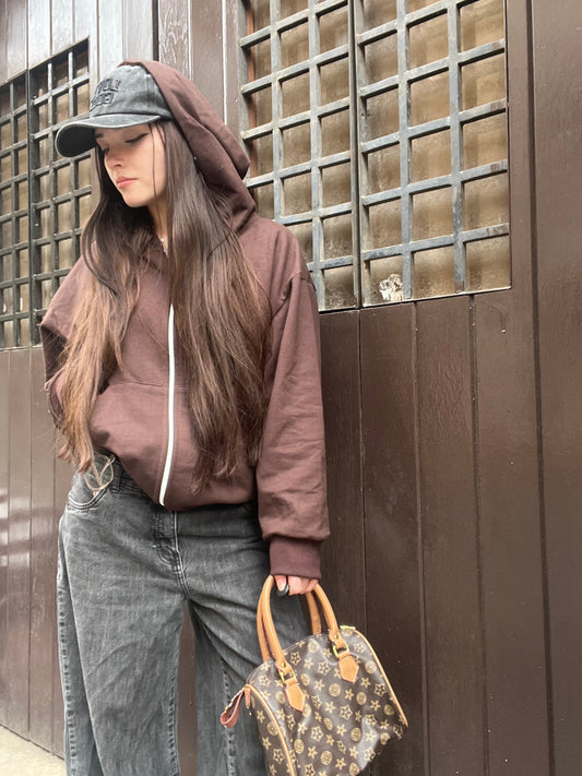 Basic Coffe  - Hoodie Zip Mangas Globos