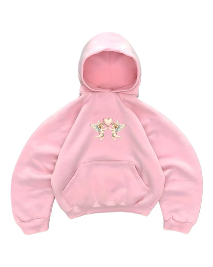 Hoodie emotion love modelo rosado manga globo