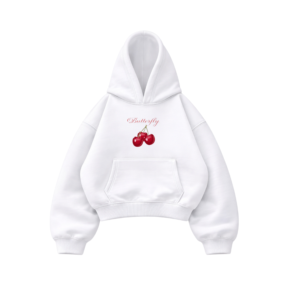 Red Cherry White - Hoodie Mangas Globo