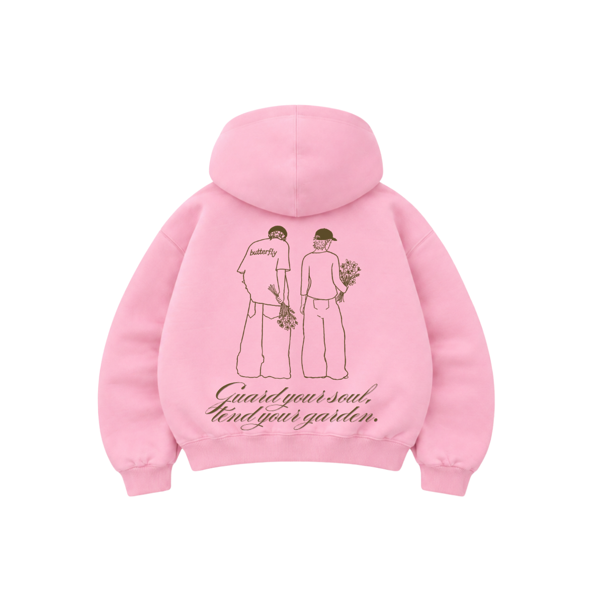 Garden drawing- Hoodie Zip Manga Globo pink