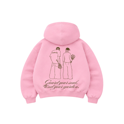 Garden drawing- Hoodie Zip Manga Globo pink
