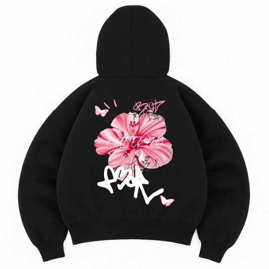 Hoodie amor negro modelo mangas globo