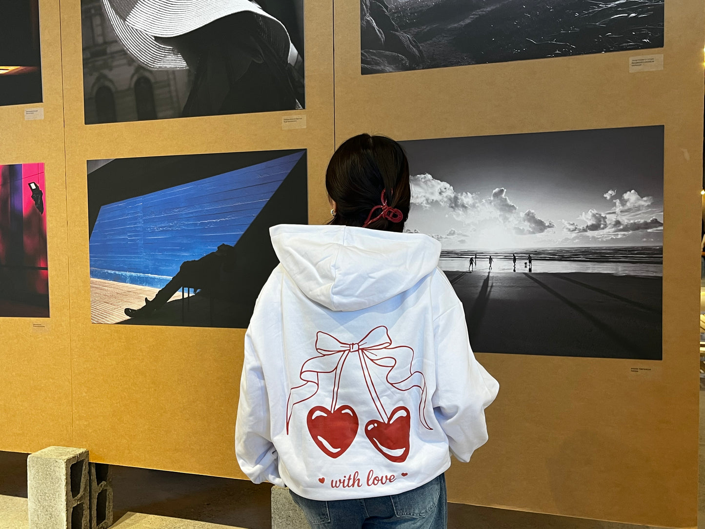 With love - Hoodie Mangas Globos white