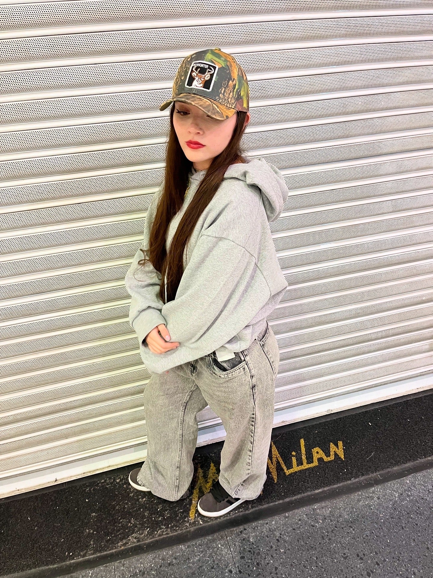 Hoodie basic gris mangas globo