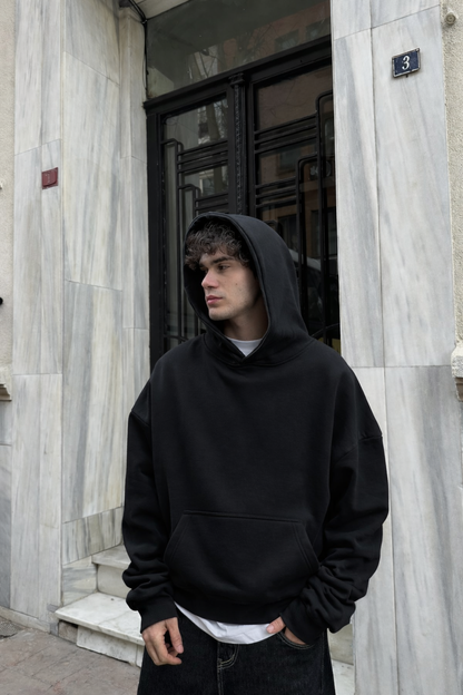 Basic Black - Hoodie Mangas Globo
