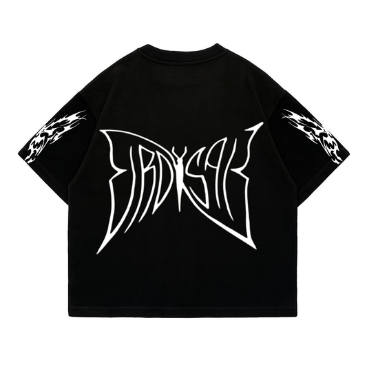 t-shirt butterfly world modelo boxi fit negro