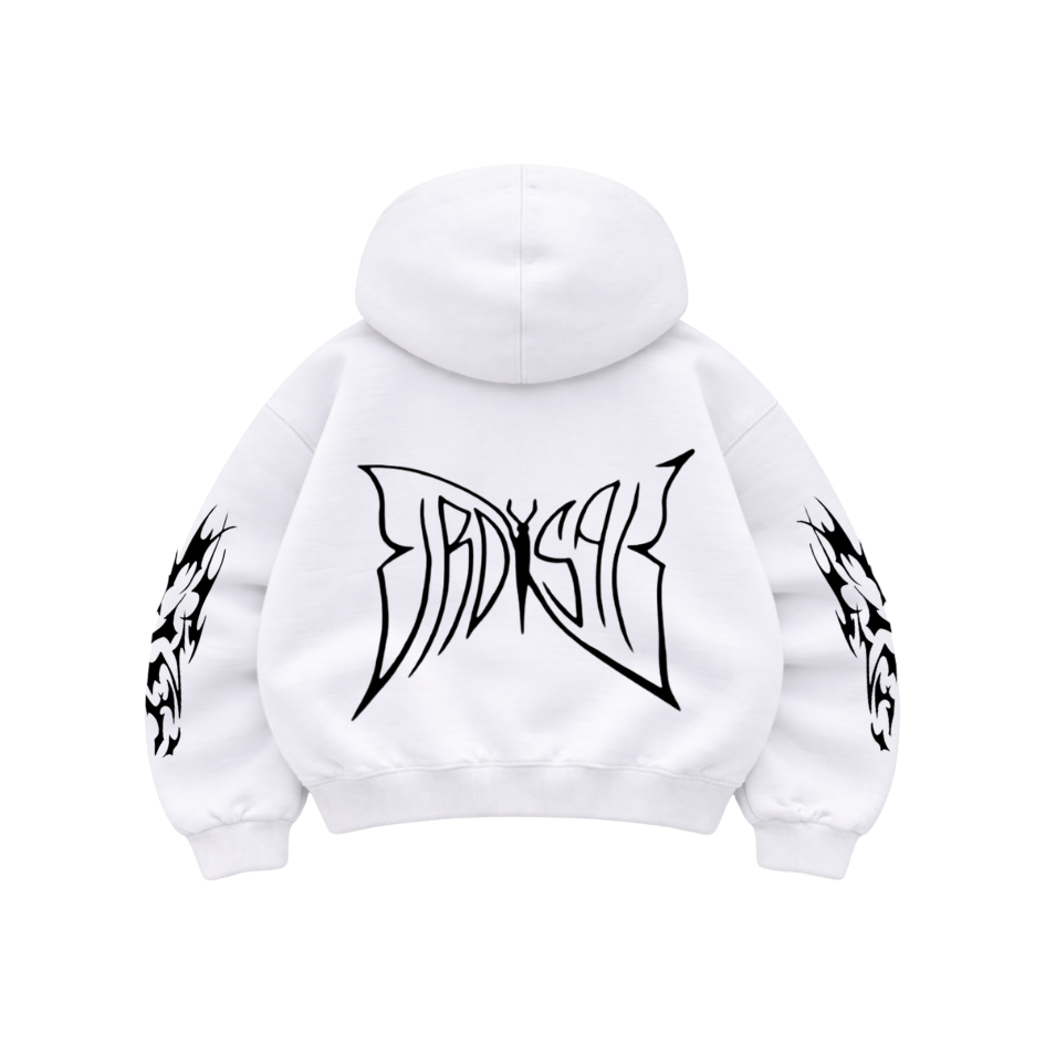Butterfly Emblem White - Hoodie Mangas Globo