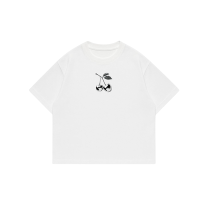 Cherry Tree - White Premium Boxy T-Shirt