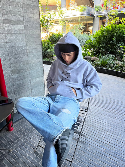 Just Enjoy - Hoodie Mangas Globo Gris