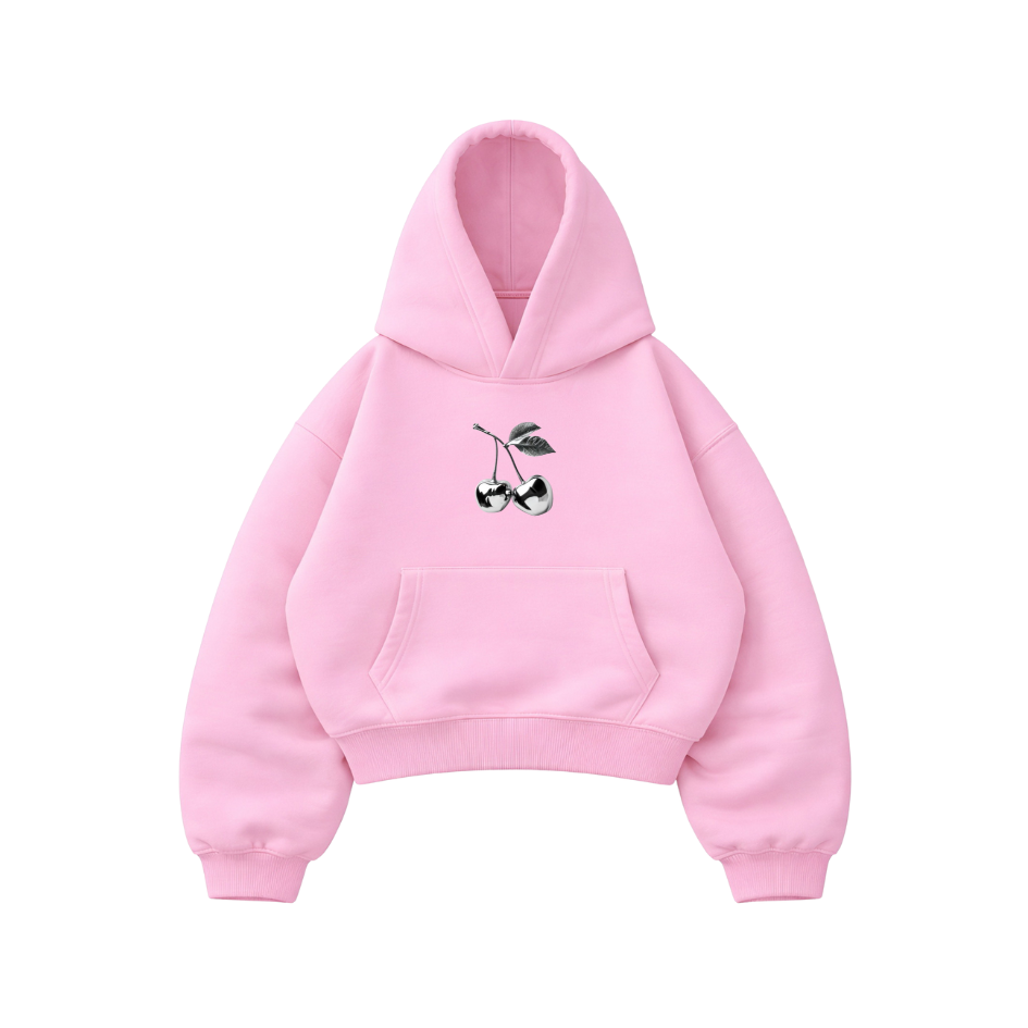 Cherry  Silver - Hoodie Mangas Globo Pink