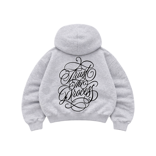 Trust The Process - Hoodie Zip Mangas Globos Gris