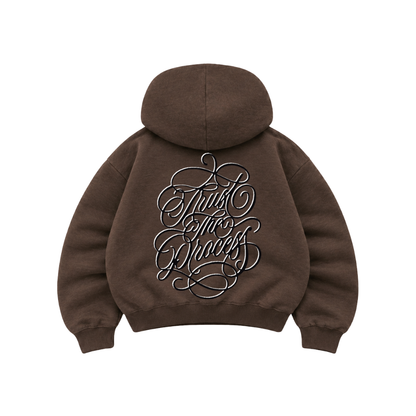 Trust The Process - Hoodie Zip Mangas Globos Coffee