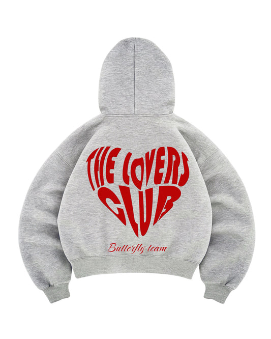 Hoodie the lovers club gris modelo manga globo