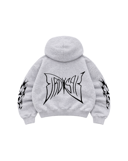 Butterfly Emblem  - Hoodie Zip  Mangas Globo grey
