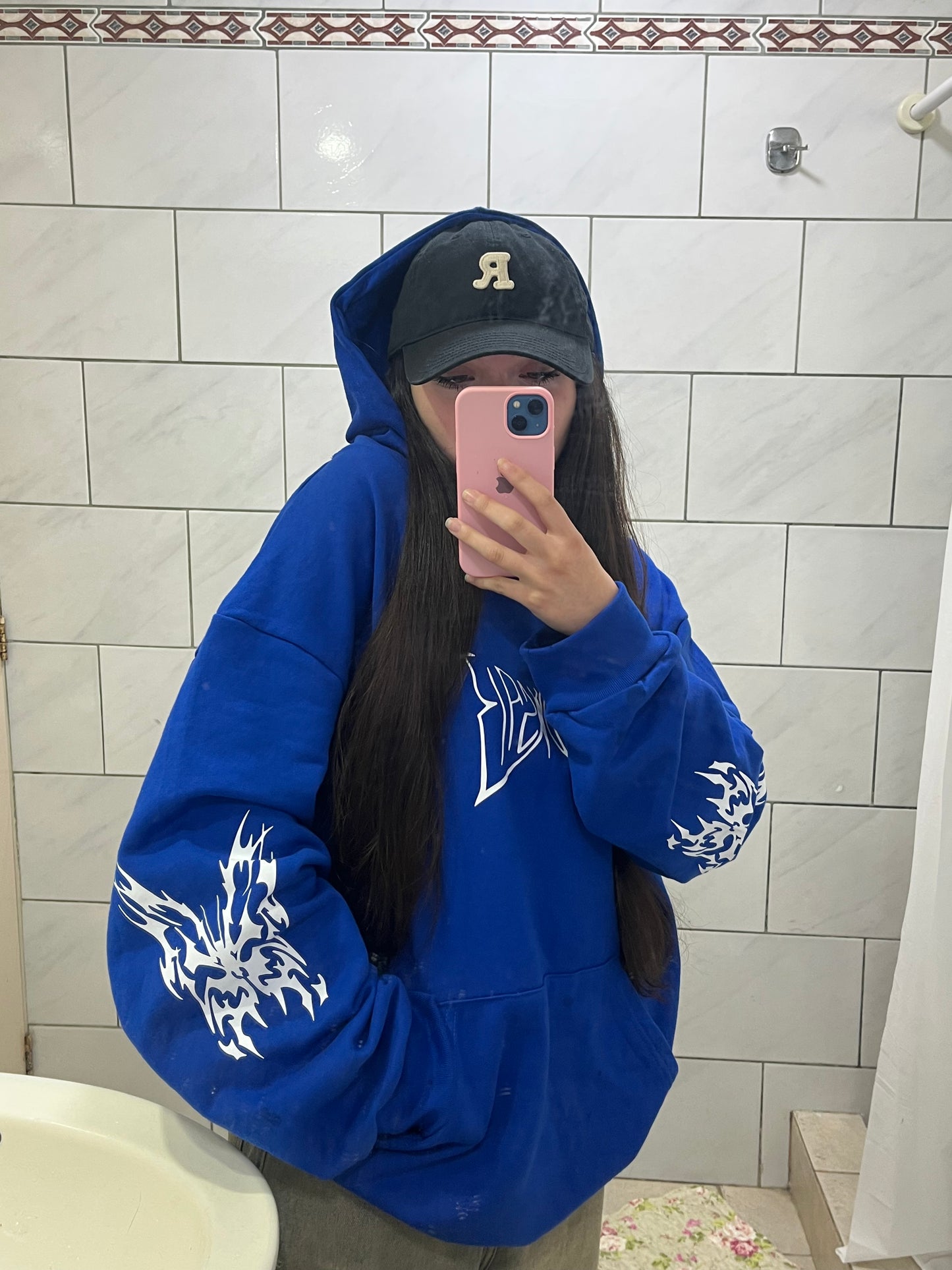 Hoodie Butterfly world modelo mangas globo ⭑ blue