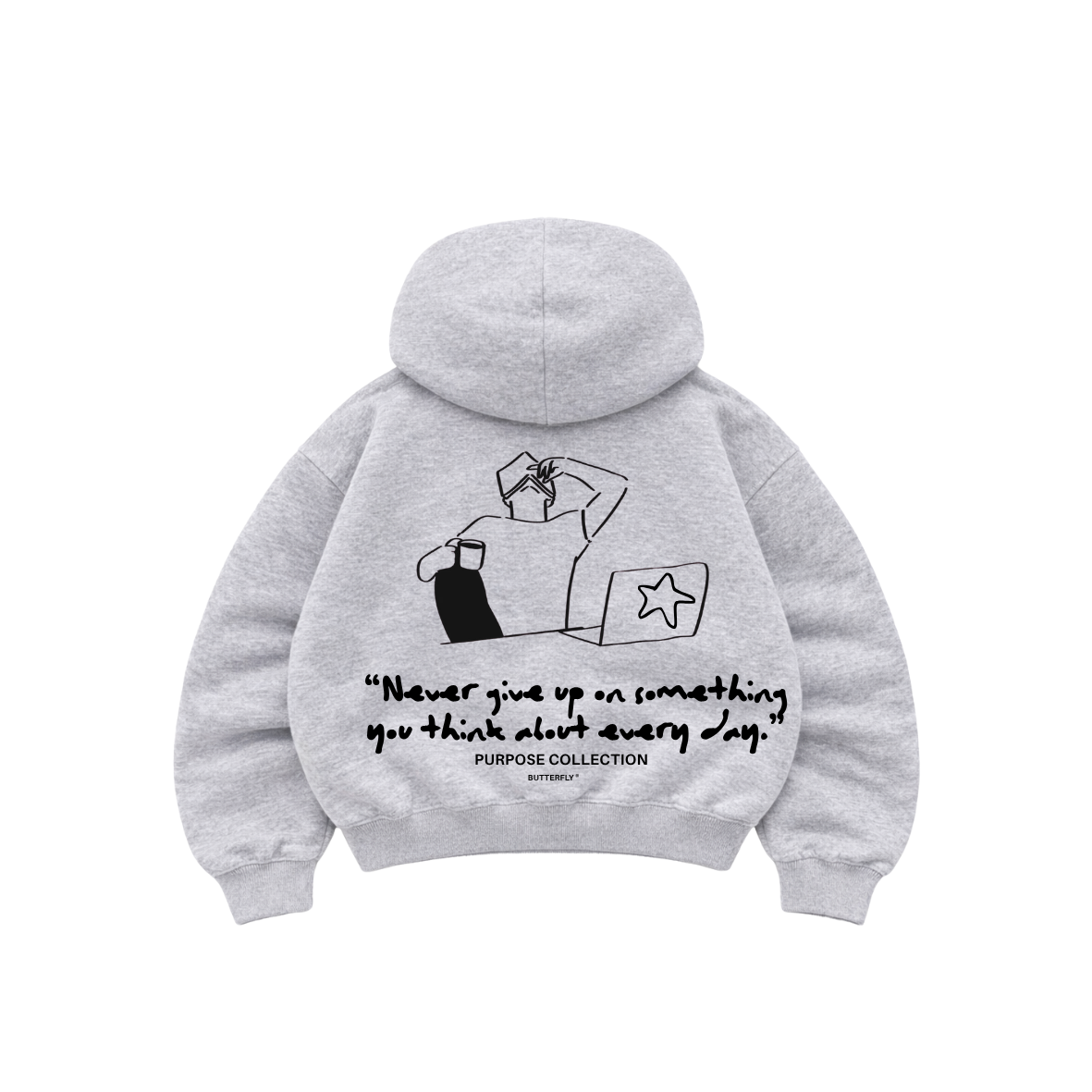 Purpose- Hoodie Zip Mangas Globos grey