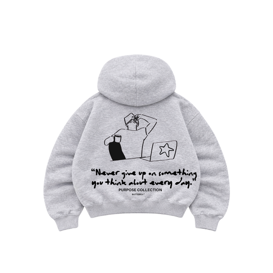 Purpose- Hoodie Zip Mangas Globos grey