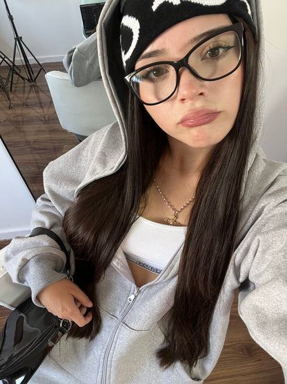 Basic Gris - Hoodie Zip Mangas Globos