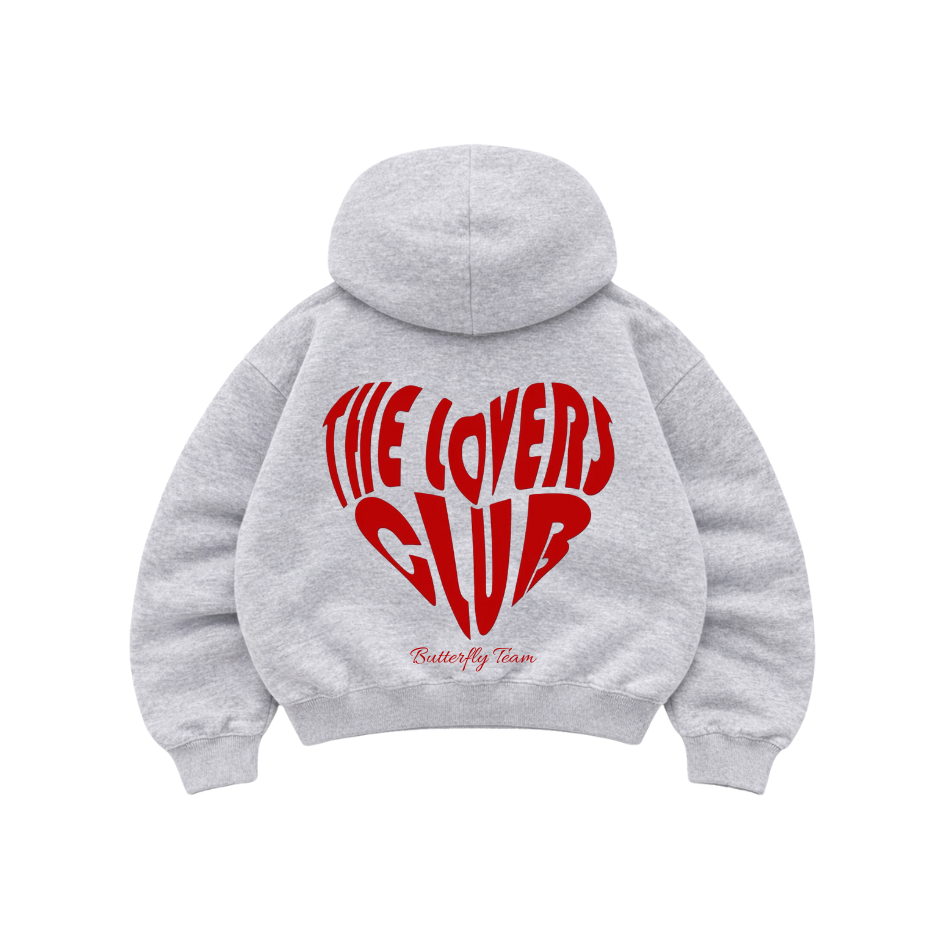 Lovers Club Gris - Hoodie Mangas Globo