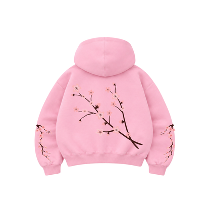 Garden branch - Hoodie Zip Manga Globo pink