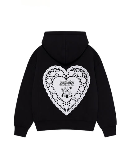 Hoodie just enjoy modelo clásico zip