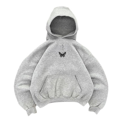 Hoodie mariposa gris mangas globo