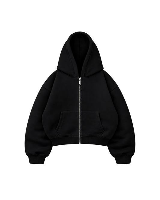 Basic Black - Hoodie Zip Mangas Globos