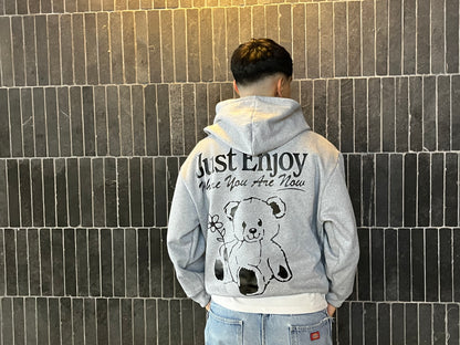 Just Enjoy - Hoodie Mangas Globo Gris