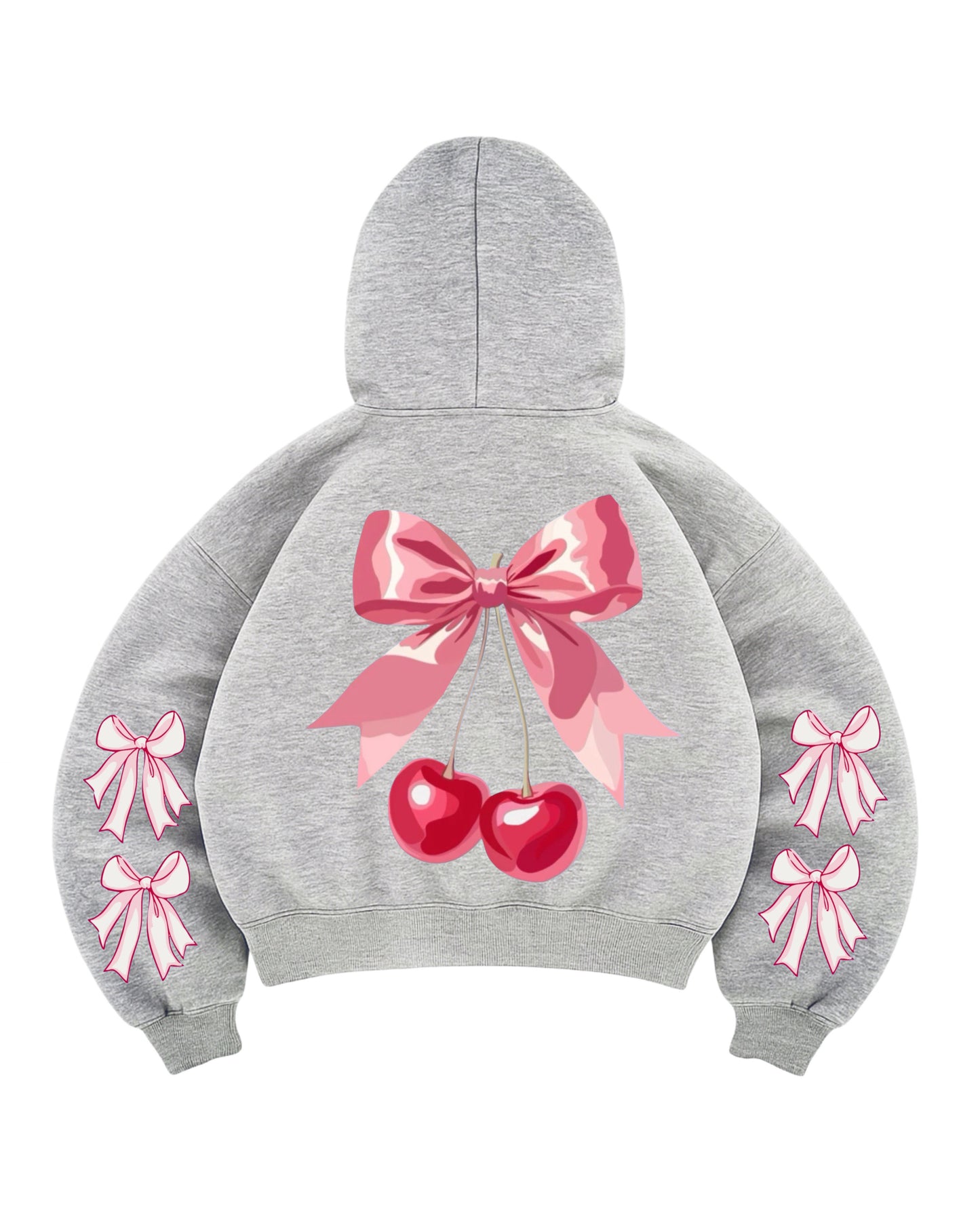 Hoodie  cherry modelo manga globo gris