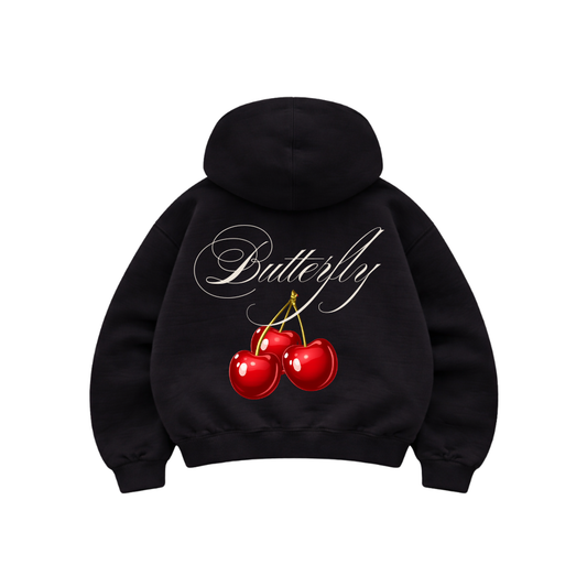 Cherry - Hoodie Zip Manga Globo Black