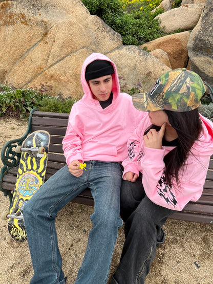 Butterfly Emblem Pink - Hoodie Mangas Globo