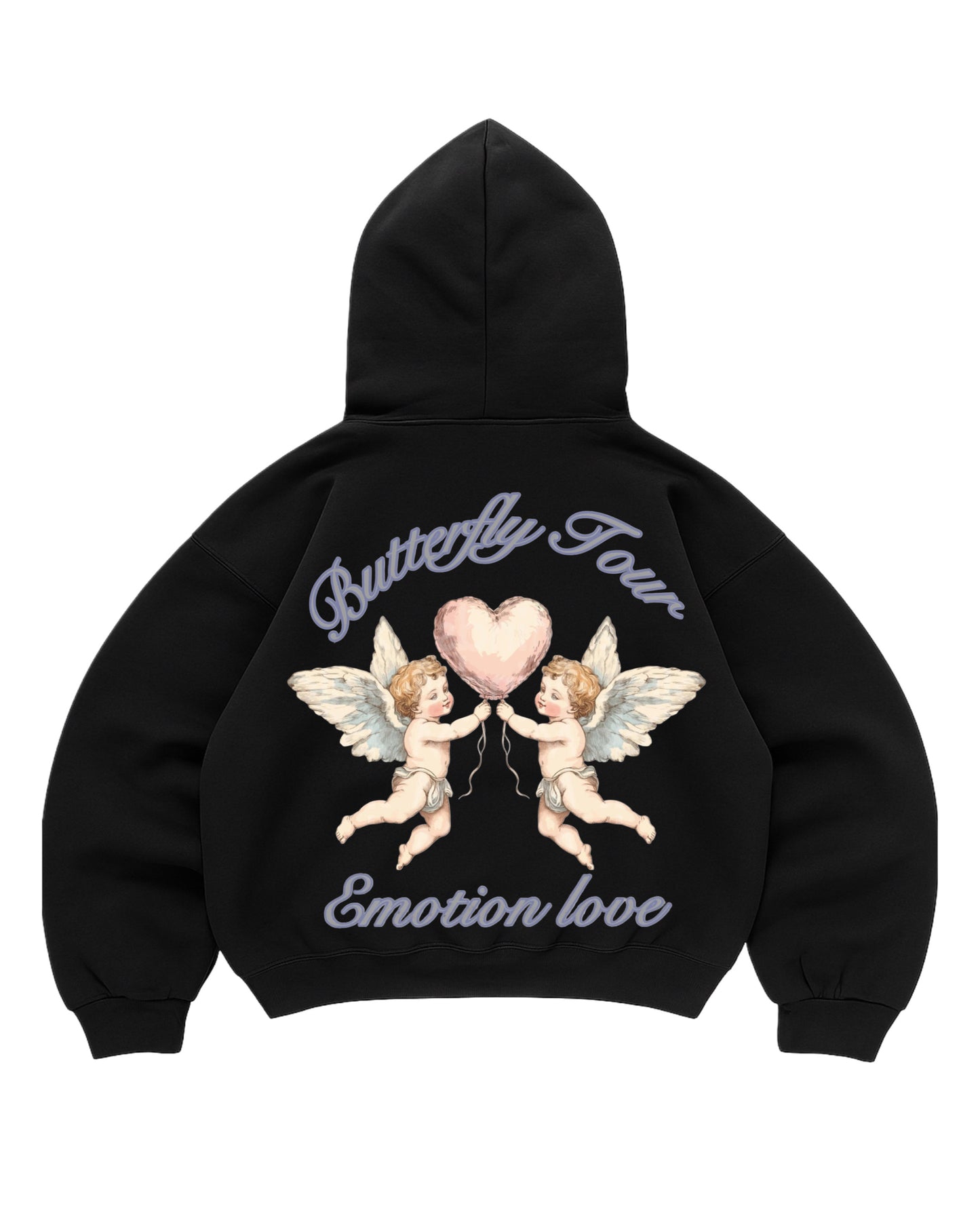 Hoodie emotion love modelo negro manga globo