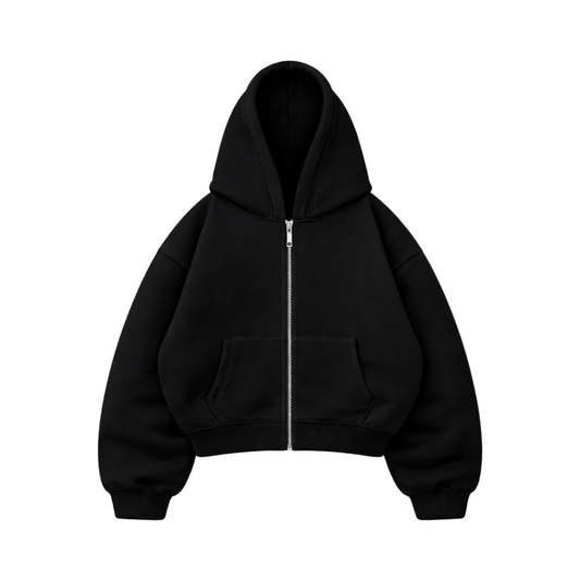 Basic Black - Hoodie Zip Mangas Globos