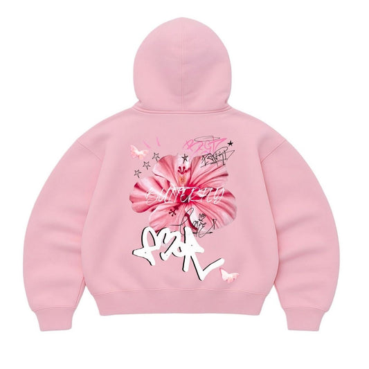 Hoodie amor rosado modelo mangas globo