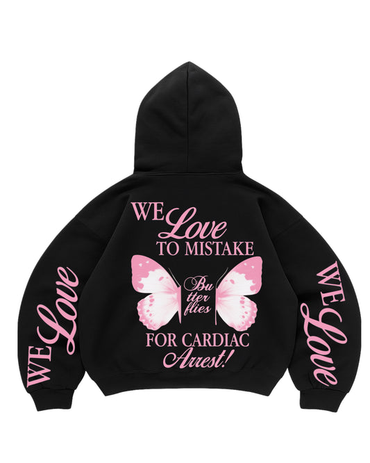 Hoodie we love modelo negro mangas globo