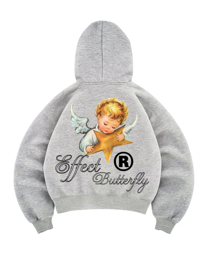 Hoodie  butterfly effect modelo mangas globo gris