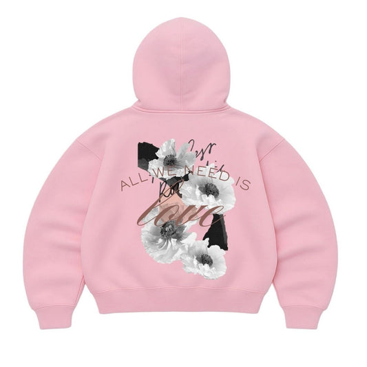 Hoodie need love rosado mangas globo