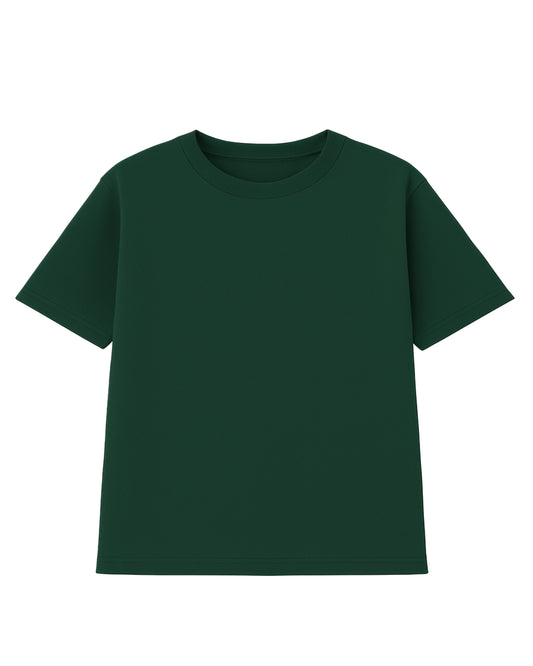 t-shirt basic verde botella  modelo recto