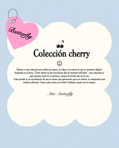 Hoodie cherry  modelo clásico celeste pastel
