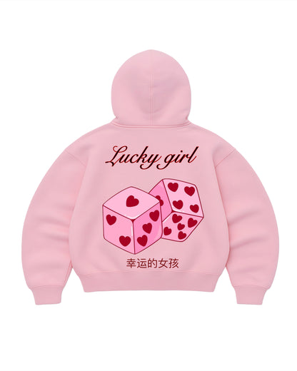 Hoodie lucky modelo manga globo pink