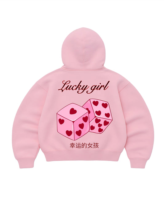 Hoodie lucky modelo manga globo pink