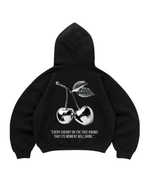 Hoodie cherry modelo manga globo negro