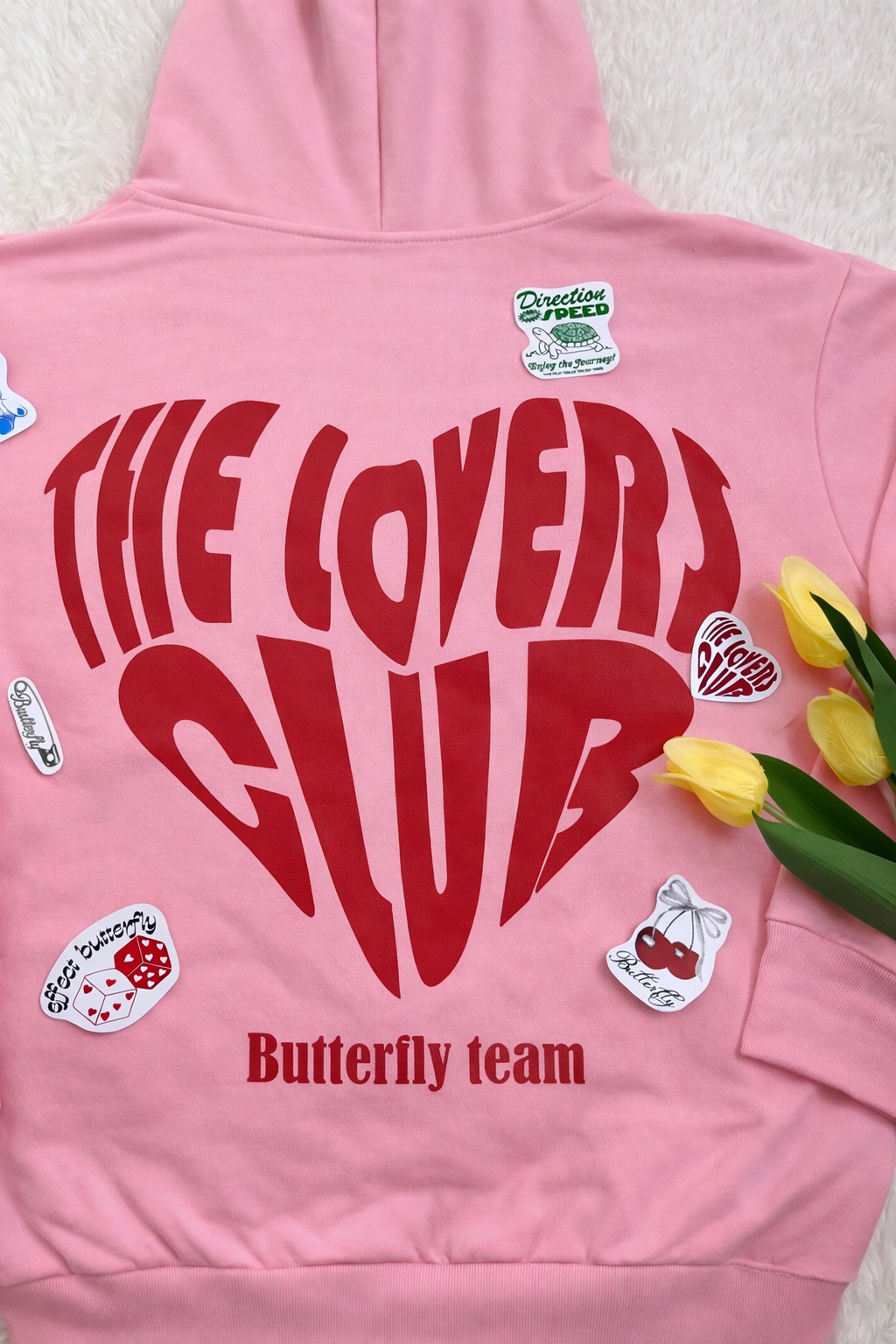 Hoodie the lovers club modelo manga globo pink