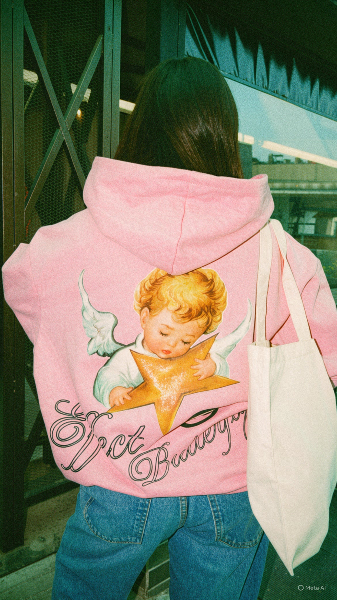 Effect Butterfly Angel - Hoodie Mangas Globo Pink