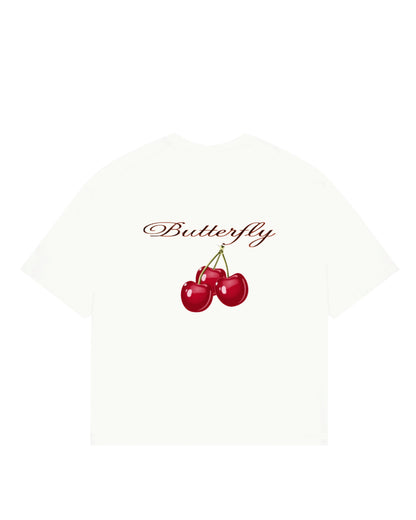 Camiseta cherry  modelo  recto blanco