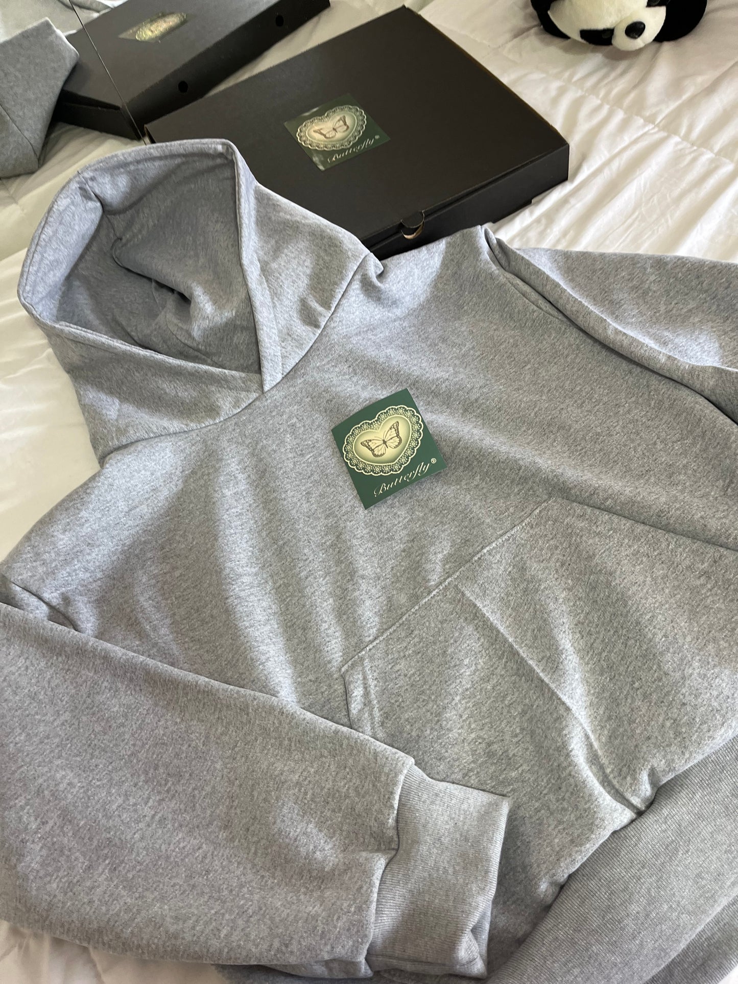 Hoodie basic gris mangas globo